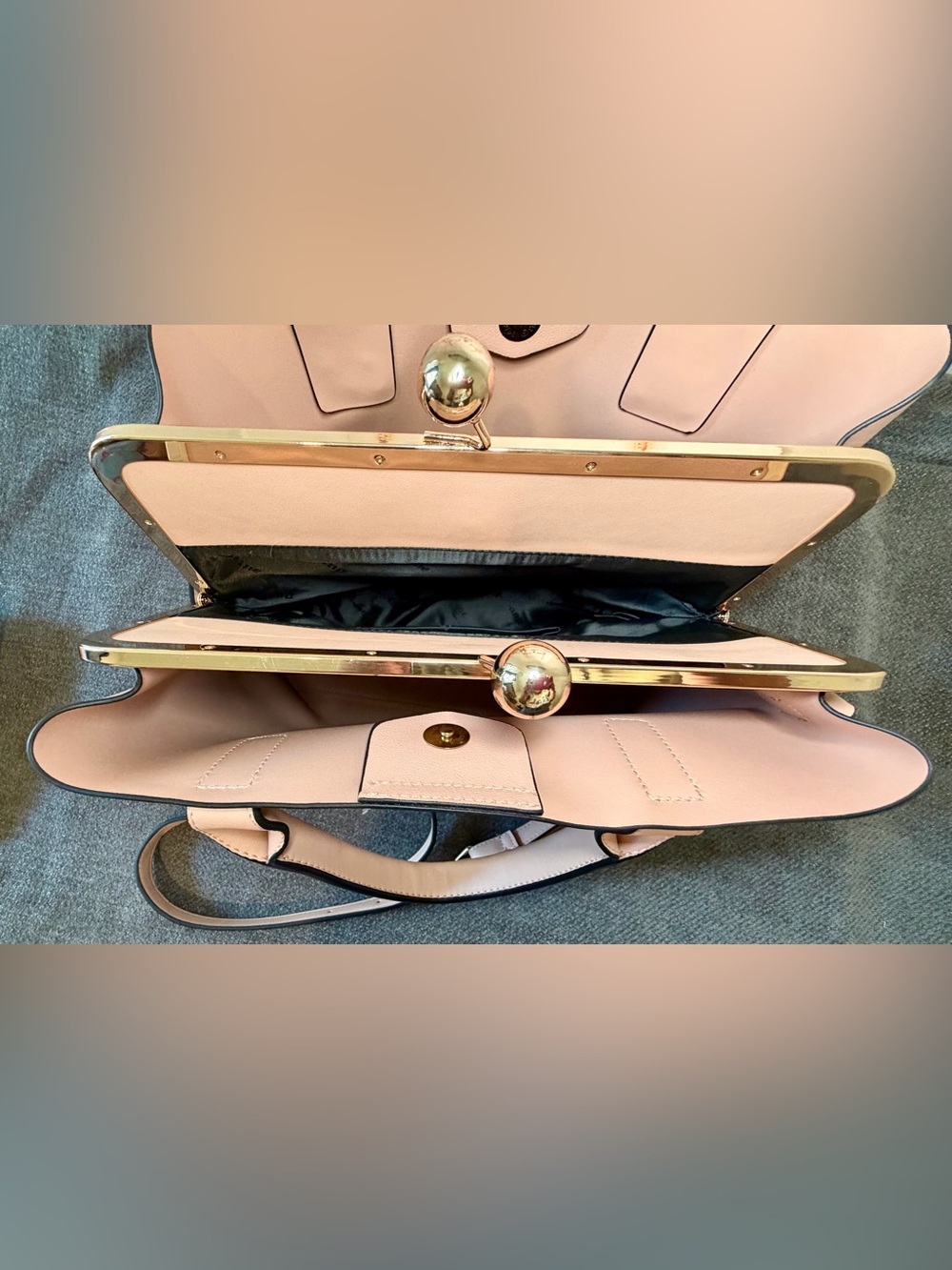 Dune London “Damie” Blush pink top handle kisslock satchel with crossbody strap - Picture 10 of 10